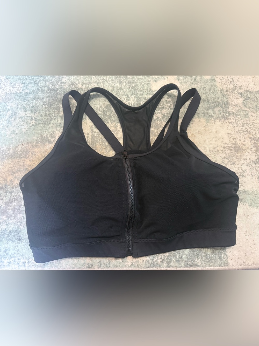 Yvette Front Zip Sports Bra Racerback Black 2XL+ New without tags